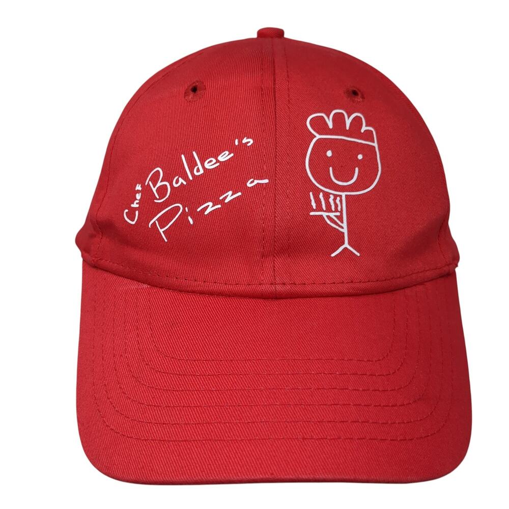 Chef Baldee's Pizza Snapback Hat Red One Size Adjustable Vent Holes